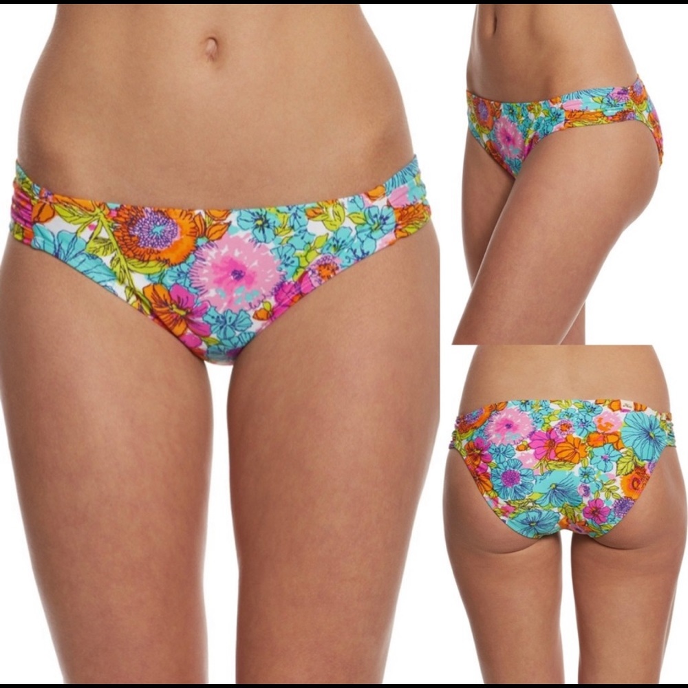 Hobie Fleur to Love floral hipster bikini bottoms NWT Large NEW WITH TAG